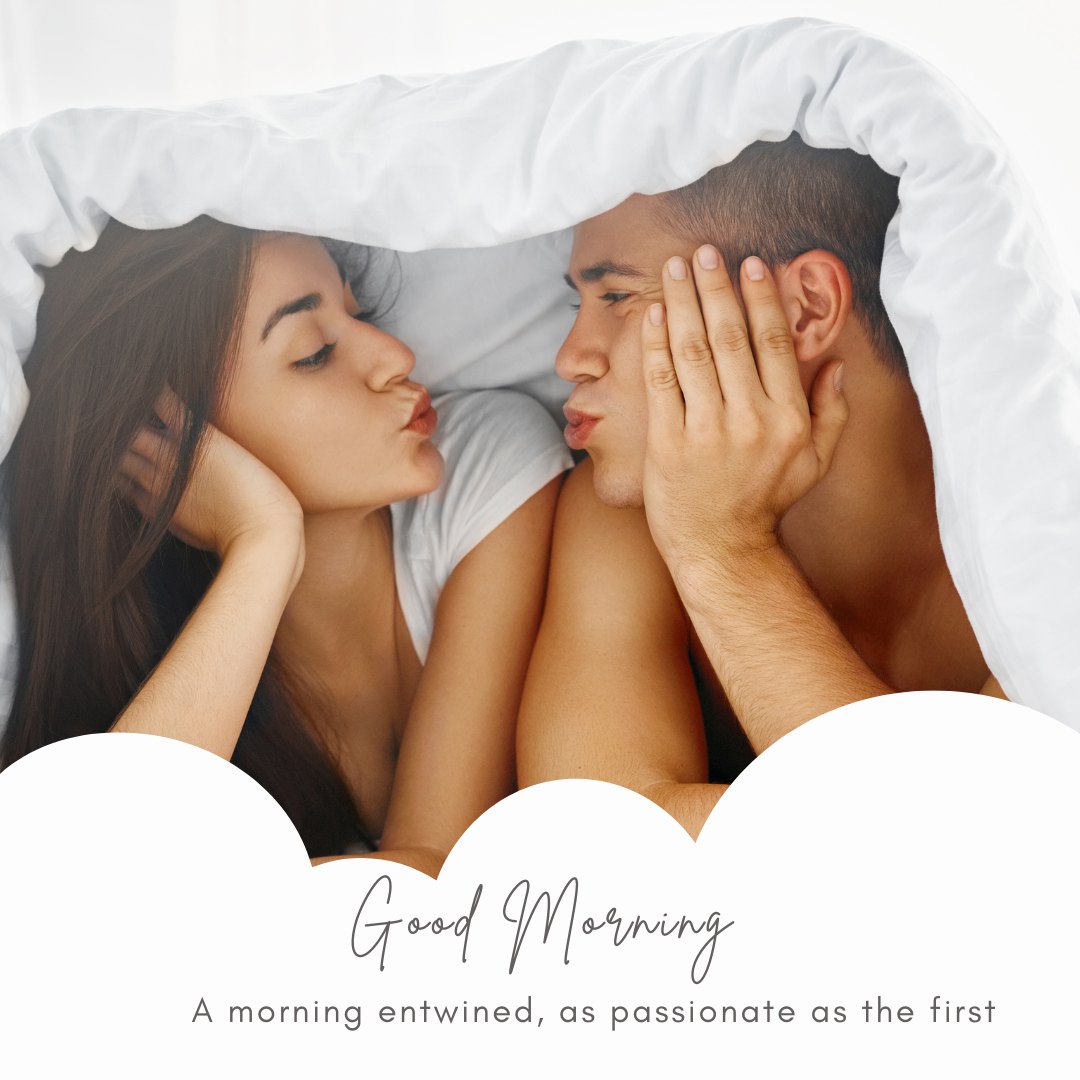 Good Morning Kiss Image capturing a tender moment under the covers with a couple sharing a gentle kiss, embodying a passionate morning embrace.